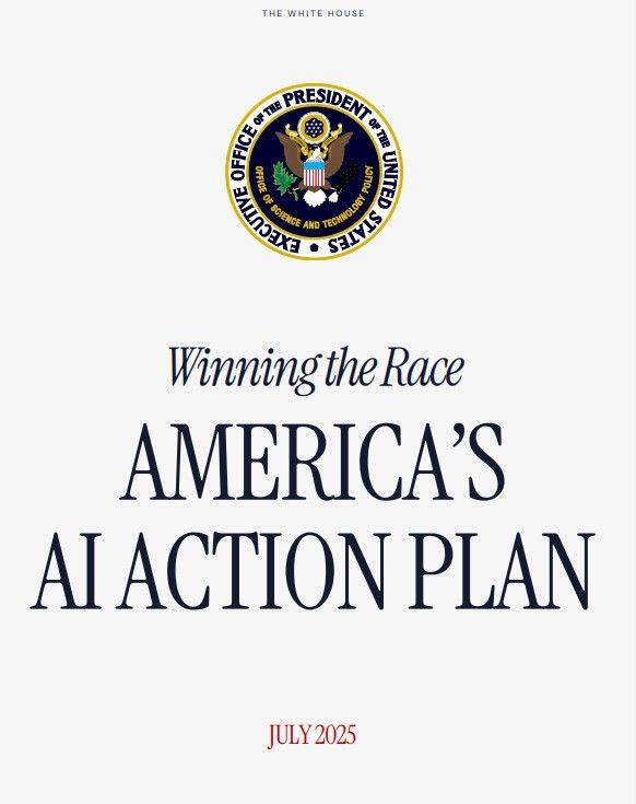 [서울=뉴시스] 미국 백악관이 지난 23일(현지 시간) 발표한 'AI 행동 계획' 표지. 2025.07.27. *재판매 및 DB 금지