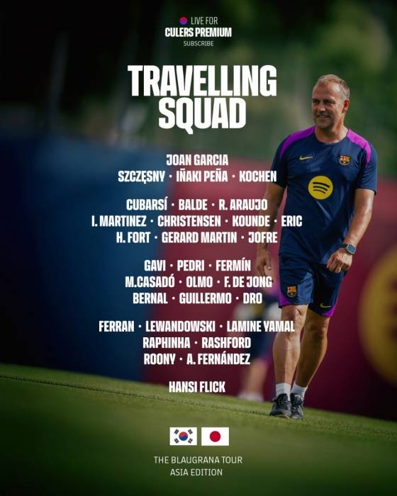 바르셀로나의 아시아 투어 선수단 명단. /사진=바르셀로나 공식 SNS