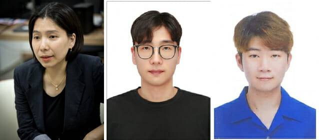 전복닮은 신소재를 개발한 POSTECH 박문정 화학과 교수와 민재민 박사, 이호준 연구생(사진=POSTECH)