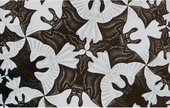 에스허르 작품 ‘천사와 악마\'. 에스허르 미술관 누리집 화면 갈무리