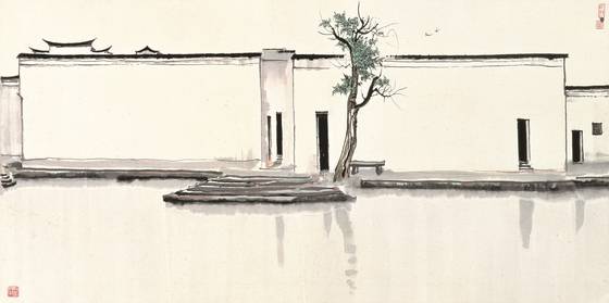 우관중, 두 마리 제비, 1981, 종이에 먹과 채색, 홍콩예술박물관 소장(우관중과 그의 가족 기증). 사진 예술의전당