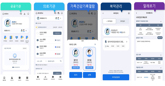 나의 건강 기록 앱 화면. 보건복지부