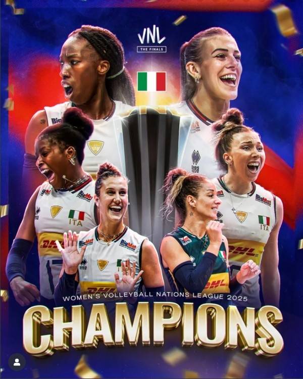 이탈리아 여자배구가 2025 VNL 대회 우승을 달성했다. FIVB SNS
