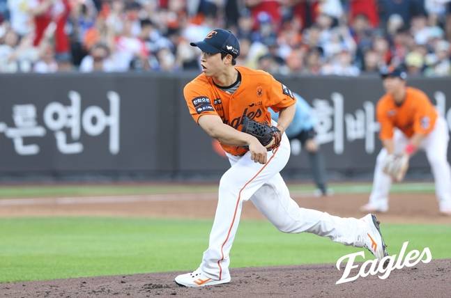26일 경기에 등판해 실점하지 않은 엄상백. /사진=한화 이글스