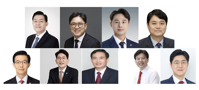 (왼쪽 위부터)이재준, 권혁우, 황대호, 조석환. (왼쪽 아래부터) 방문규, 김기정, 이봉준, 박재순, 홍종기.(직책 생략)
