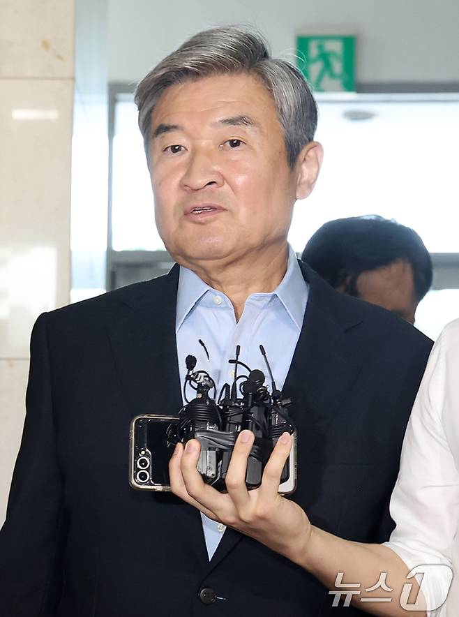 조태용 전 국가정보원장이 29일 오전 서울 서초구 '순직 해병 특검'(이명현 특별검사) 사무실에 피의자 신분으로 출석하고 있다. 2025.7.29/뉴스1 ⓒ News1 민경석 기자