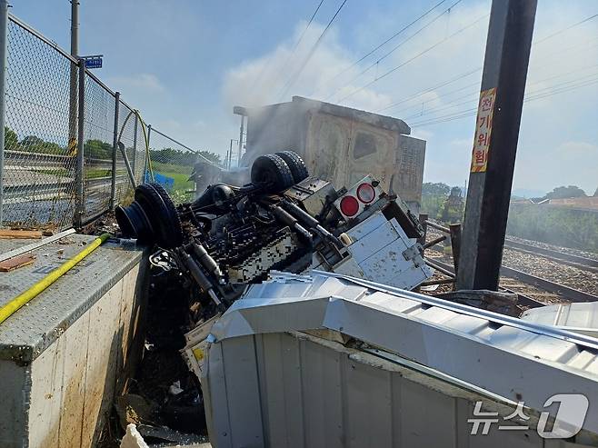 논산 부적면 마구평리 철길 건널목 사고 현장. (논산소방서 제공, 재판매 및 DB금지) / 뉴스1