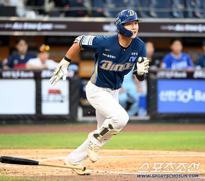 11일 대전 한화생명볼파크에서 열린 2025 KBO 퓨처스리그 올스타전, 타격을 하는 NC 정현창.  대전=허상욱 기자wook@sportschosun.com/2025.07.11/