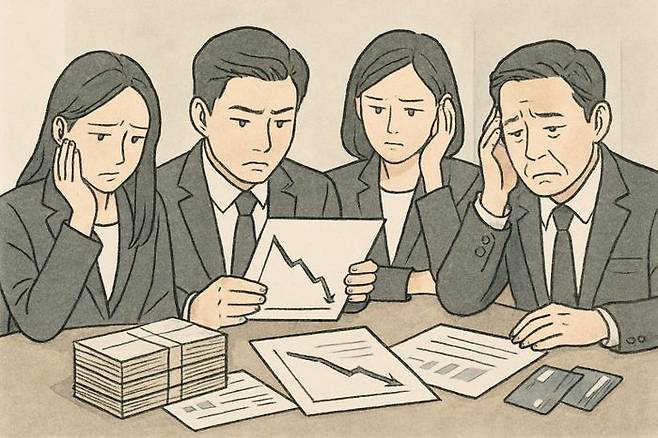 삼성·신한·현대·KB국민·우리·하나 등 주요 6개 카드사의 올해 상반기 합산 당기순이익이 1조1153억원으로, 지난해 상반기(1조3625억원) 대비 약 2472억원(18%) 줄었다.ⓒ데일리안 AI 이미지 삽화