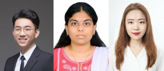 이현욱(왼쪽부터)  교수, 비디야 무랄리다란 연구원(제1저자), 장지은 박사(제1저자)