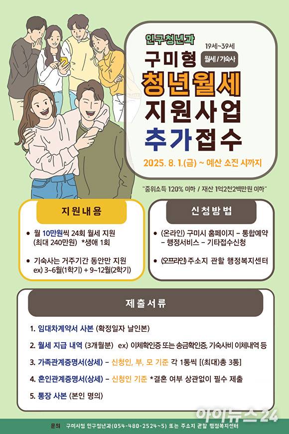 구미형 청년 월세지원 사업 포스터. [사진=구미시청]