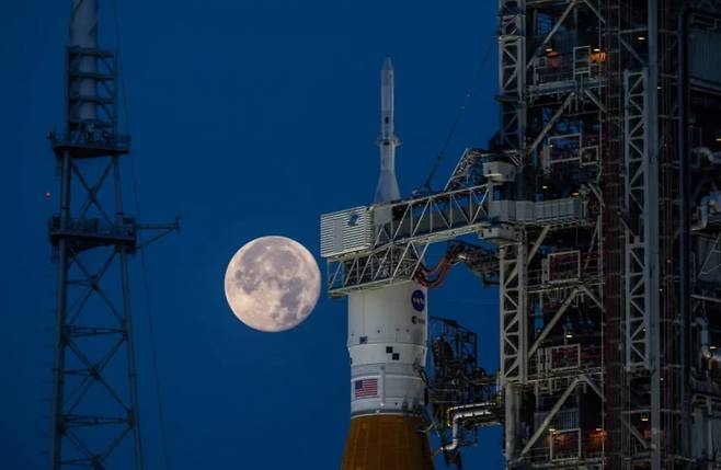 아르테미스 우주 발사 시스템(SLS)과 오리온 우주선. /사진=NASA