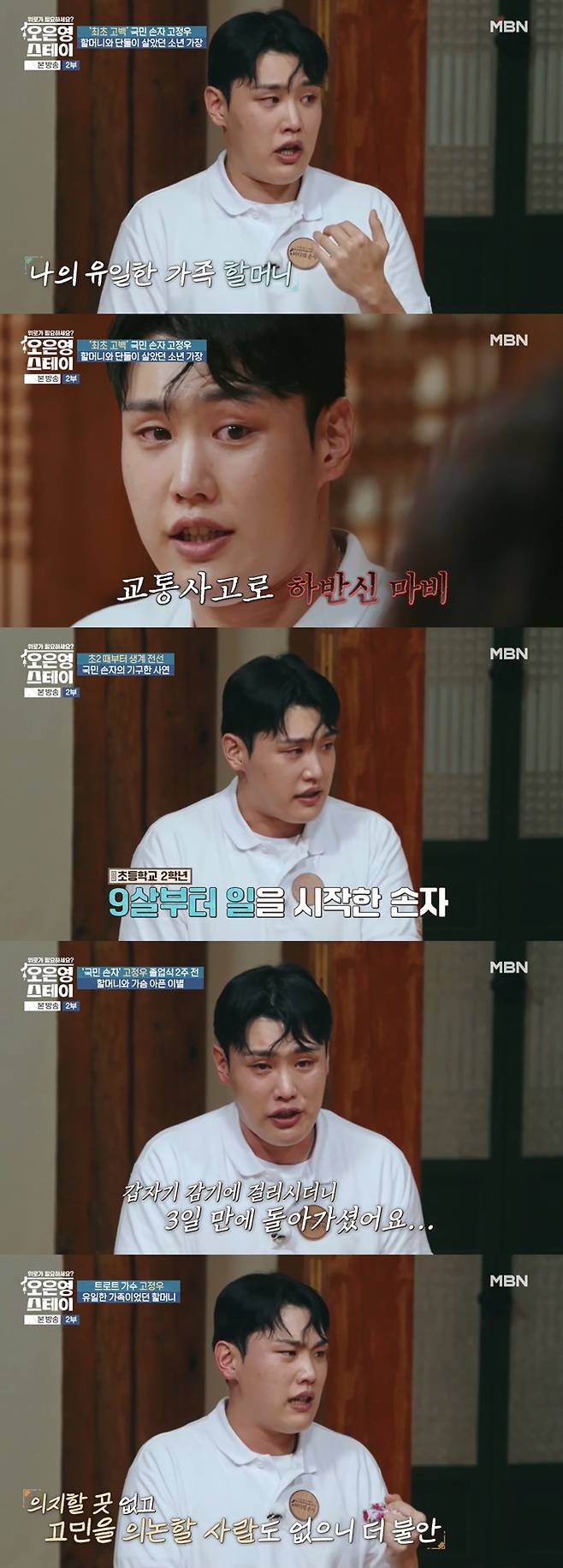 가수 고정우가 어린 시절 할머니와 단둘이 살았다며 힘들었던 어린 시절 이야기를 털어놨다. /사진=MBN '오은영 스테이' 방송 화면
