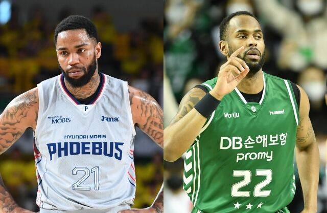 울산 현대모비스 피버스 시절 숀 롱(왼쪽)과 원주 DB 프로미 시절 드완 에르난데스./KBL