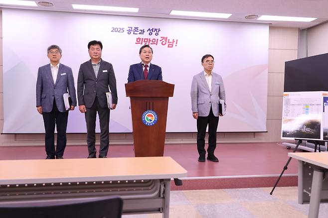 고성군 이상근 산업건설국장이 29일 ‘미래 성장 동력 확보 및 지역 경제 활성화 계획’을 발표했다. [고성군 제공]
