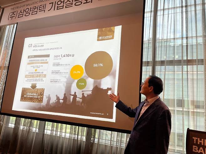 김종일 삼양컴텍 대표가 30일 서울 여의도 모처에서 기업공개(IPO) 간담회를 열고 있다. (사진=삼양컴텍)