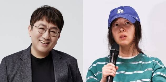 방시혁(왼쪽) 하이브 의장과 민희진 전 어도어 대표. 연합뉴스