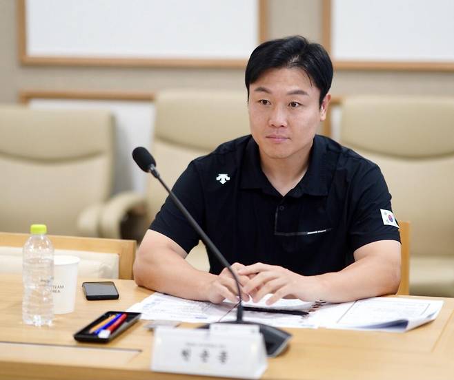 대한체육회 선수위원회 회의에 참석한 원윤종 IOC 선수위원 후보  [촬영 이동칠]