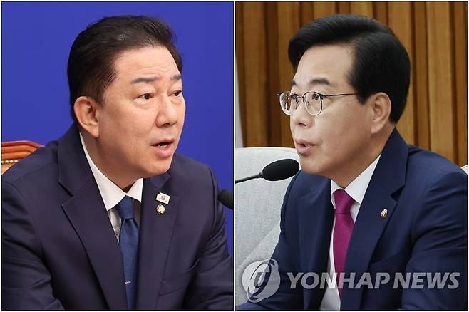 더불어민주당 김병기 원내대표(왼쪽)-국민의힘 송언석 원내대표 [촬영 박동주] 2025.7.9 [촬영 김주성] 2025.7.11