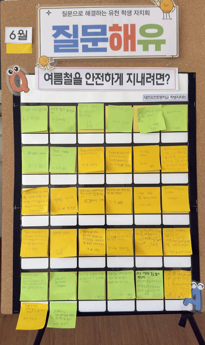 학생자치는 '질문해유'를 통해 스스로 질문하고 답을 찾는 활동을 하고 있다.