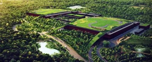 ◇일본 정부의 전폭적인 지원 아래 설립된 반도체 기업 라피더스가 홋카이도 치토세시에 건설하고 있는 IIM공장의 조감도. 일본삿포로=권태명기자