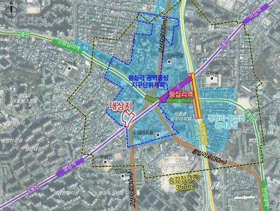 왕십리역 역세권 활성화사업 지구단위계획 대상지 위치도. 성동구 제공.