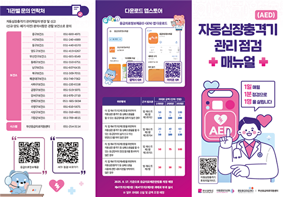 자동심장충격기(AED) 관리점검 매뉴얼. [사진=부산광역시]