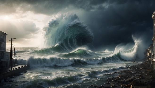 AI가 만든 쓰나미 이미지. [사진=픽사베이]