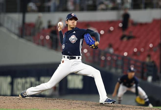 두산 베어스 투수 박신지가 30일 광주 KIA전에서 역투하고 있다. /사진=두산 베어스 제공