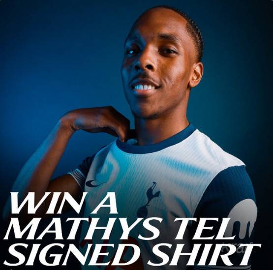 토트넘 유니폼을 입은 마티스 텔. /사진=토트넘 공식 SNS 갈무리