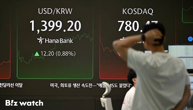 코스피가 1일 장중 낙폭을 키워 3150대로 밀려나고 원달러 환율도 1400대를 터치하고 있다./사진=이명근 기자 qwe123@