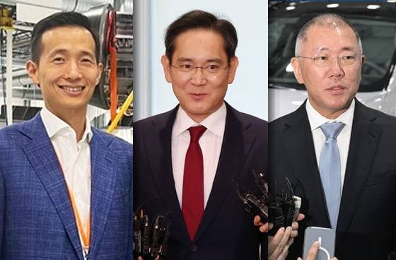 (왼쪽부터) 김동관 한화그룹 부회장, 이재용 삼성전자 회장, 정의선 현대차 회장. /뉴스1