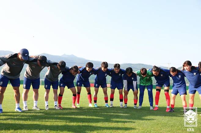 U-19 대표팀이 전남 별교에서 훈련하고 있다. 대한축구협회 제공