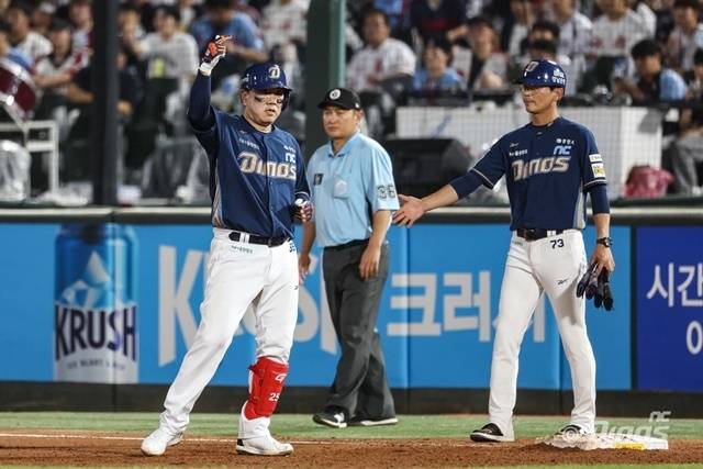 이우성은 1일 창원 KT전에서 적시타를 쳤다. 사진=NC 제공