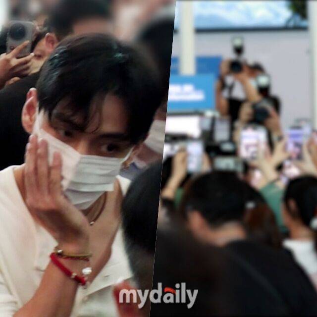 방탄소년단 뷔, 지난달 4일 출국 당시 모습 / 마이데일리