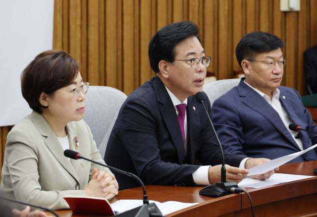 ▲국민의힘 송언석 비상대책위원장 겸 원내대표가 1일 서울 여의도 국회에서 열린 원내대책회의에서 발언하고 있다. ⓒ연합뉴스