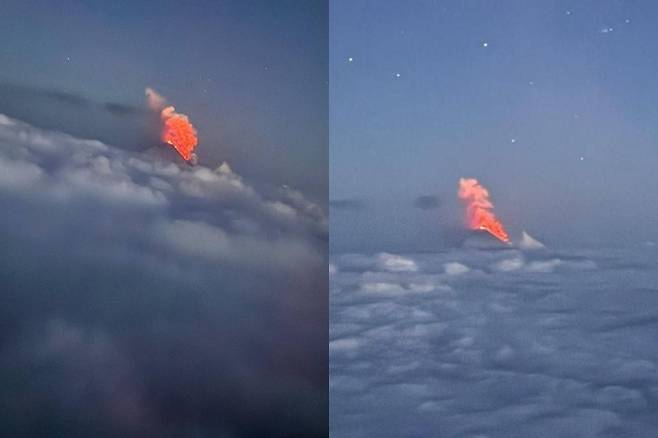 러시아 캄차카 반도의 클루쳅스카야 화산이 분화하는 모습. 러시아과학아카데미 지구물리연구소 텔레그램