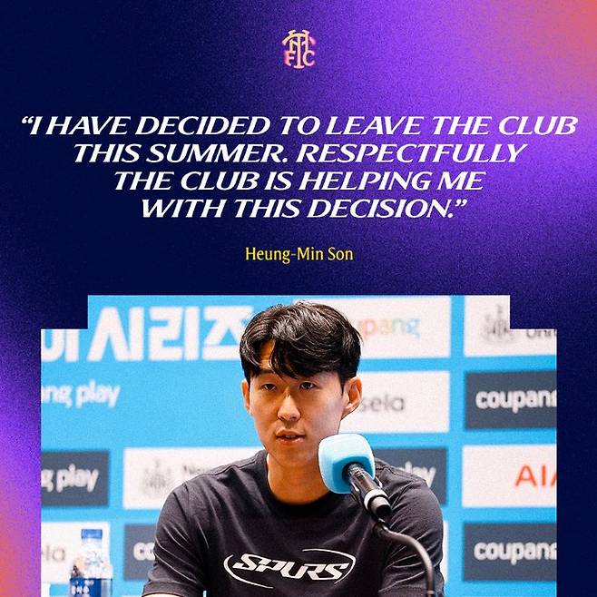 손흥민의 이적 선언 기자회견을 알린 토트넘 홋스퍼 공식 채널. /사진=토트넘 홋스퍼 공식 사회관계망서비스(SNS)