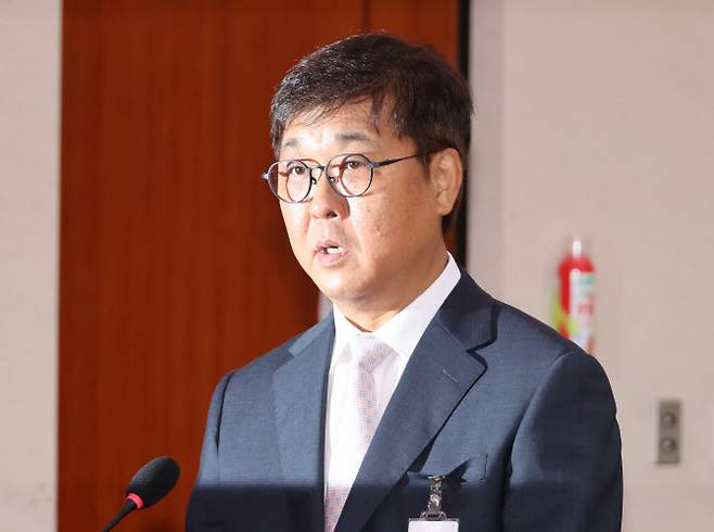 최휘영 문화체육관광부 장관 후보자가 29일 국회 문화체육관광위원회에서 열린 인사청문회에서 모두발언을 하고 있다. (사진=연합뉴스)