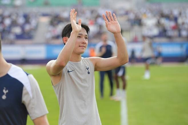 지난 1월 토트넘에 합류한 뒤 친선 경기를 위해 한국을 찾은 양민혁. 쿠팡플레이 제공