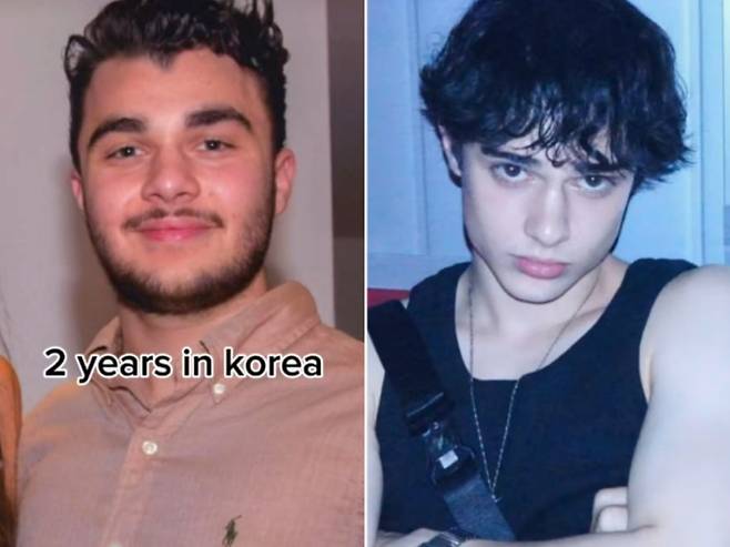 한국살이(2년) 전후를 비교한 호주인 남성. /사진=틱톡 ‘taeventi’