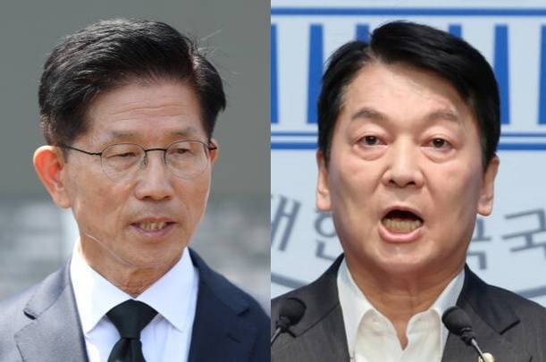 김문수 국민의힘 당대표 후보, 안철수 국민의힘 당대표 후보. 연합뉴스