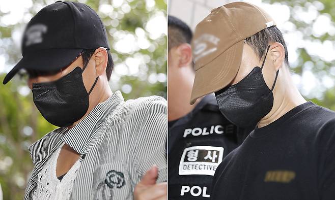 지난 2일 인천 미추홀구 인천지방법원에서 남편의 중요 부위를 흉기로 절단해 살해하려 한 혐의를 받는 50대 아내와 30대 사위가 구속 전 피의자 심문(영장실질심사)를 받기 위해 출석하고 있다. 뉴시스