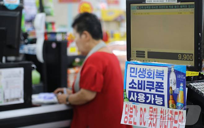 서울 마포구 한 슈퍼마켓에서 손님이 장을 보고 있다. 2025.7.30/뉴스1 <자료사진> ⓒ News1 송송이 기자