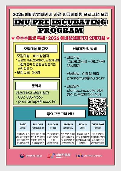 2025년 예비창업패키지 사전인큐베이팅 예비창업자 모집 포스터