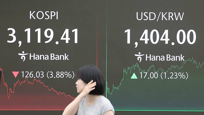 2025년 8월 1일 서울 중구 하나은행 딜링룸에서 코스피, 환율 코스닥이 표시되고 있다. /장경식 기자