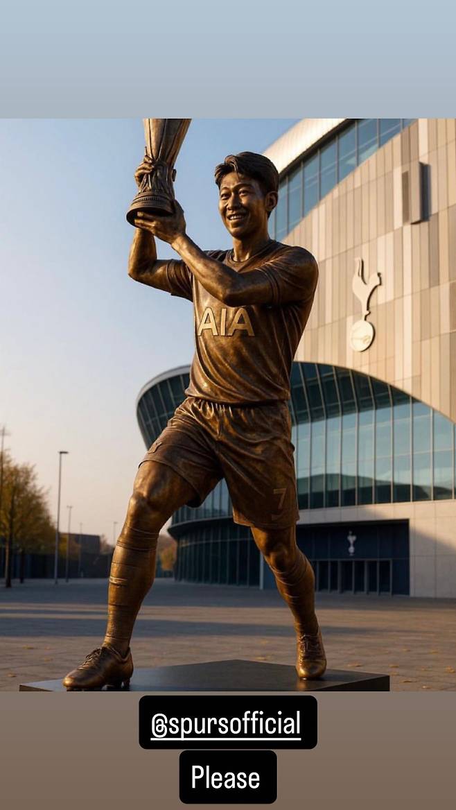 4일 자신의 SNS를 통해 손흥민의 동상 설립을 주장한 히샤를리송. 사진=히샤를리송 SNS