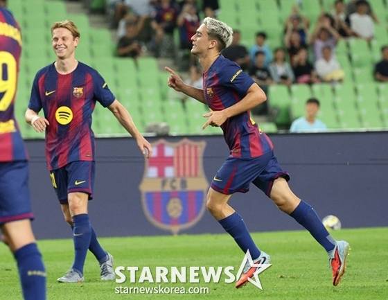 골 세리머니를 펼치는 가비. /사진=김진경 대기자