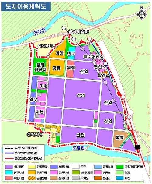 안성시가 반도체 소부장 특화단지로 추진 중인 동신일반산업단지 토지이용계획도. /안성시 제공