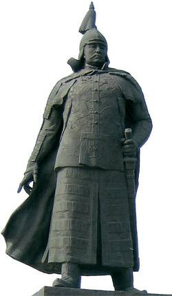 조선을 침략하여 삼전도에서 인조의 항복을 받은 청 태종 홍타이지 동상.